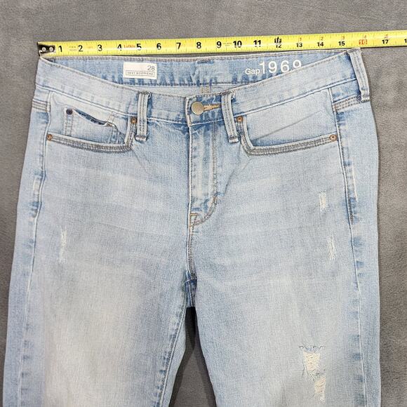 Gap 1969 Jeans Sexy Boyfriend Size 28 Stretchy Light Wash Distressed - Picture 9 of 10